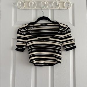 Striped Black and White Women's Crop Top